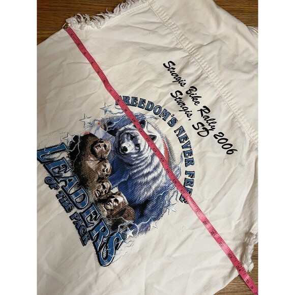 Mens 2006 Sturgis Bike Rally Mt Rushmore Wolf Leaders Of The Pack White Denim L - Picture 9 of 12